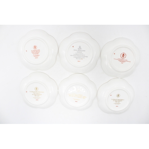 56 - Boxed Royal Crown Derby trays to include Diamond Jubilee five petal, a 60th Anniversary of Coronatio... 