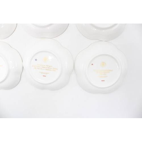 56 - Boxed Royal Crown Derby trays to include Diamond Jubilee five petal, a 60th Anniversary of Coronatio... 