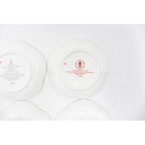 56 - Boxed Royal Crown Derby trays to include Diamond Jubilee five petal, a 60th Anniversary of Coronatio... 