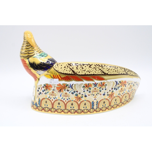 7 - Boxed Royal Crown Derby paperweight 'Golden Pheasant' limited edition of 250, first quality with gol... 