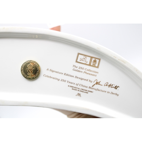 7 - Boxed Royal Crown Derby paperweight 'Golden Pheasant' limited edition of 250, first quality with gol... 