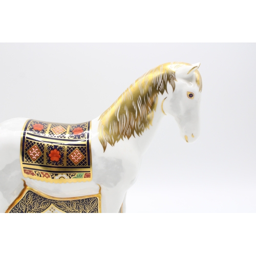 9 - Boxed Royal Crown Derby paperweight 'Appleby Mare', first quality with gold stopper, 57/395, with ce... 