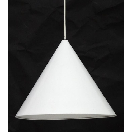 104 - Vintage Retro : a Danish Pendant ' Kegle ' lamp / light with white livery and made by LYFA by an uns... 