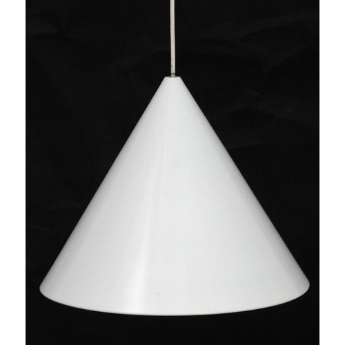 104 - Vintage Retro : a Danish Pendant ' Kegle ' lamp / light with white livery and made by LYFA by an uns... 