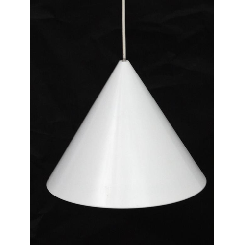 104 - Vintage Retro : a Danish Pendant ' Kegle ' lamp / light with white livery and made by LYFA by an uns... 