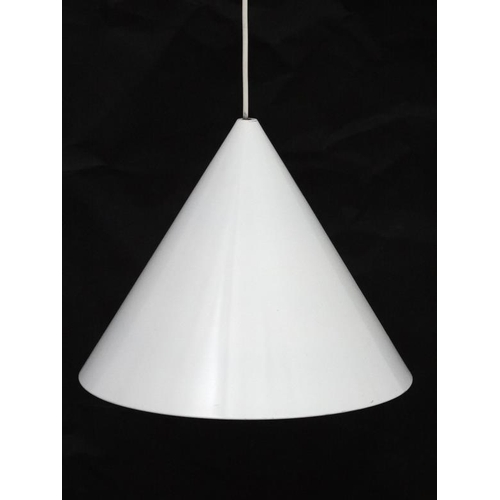 105 - Vintage Retro : a Danish Pendant ' Kegle ' lamp / light with white livery and made by LYFA by an uns... 