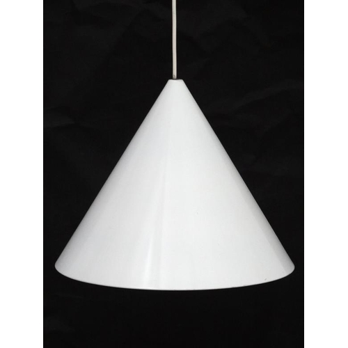 105 - Vintage Retro : a Danish Pendant ' Kegle ' lamp / light with white livery and made by LYFA by an uns... 