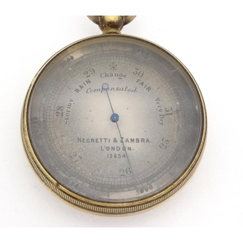 1124 - Negretti & Zambra : a compensated Pocket Barometer with silvered dial , rotatable marker and dial gl... 