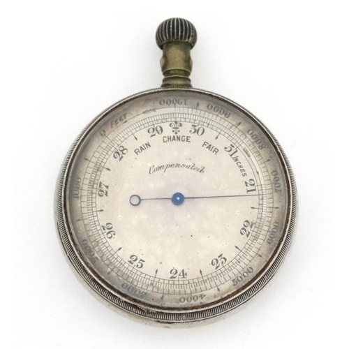 1125 - Pocket Barometer : a compensated Pocket Barometer with silvered dial , Top Wind rotatable marker and... 