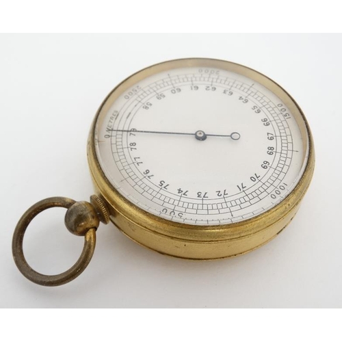 1127 - Pocket Altimeter  : a gilt brass cased pocket watch formed Altimeter for metres above sea level usin... 