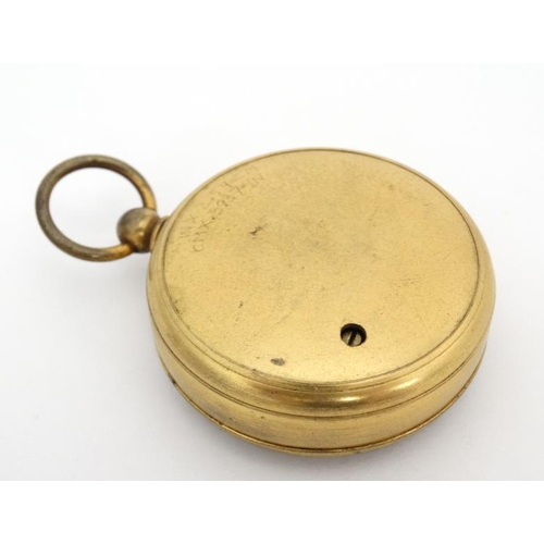 1127 - Pocket Altimeter  : a gilt brass cased pocket watch formed Altimeter for metres above sea level usin... 