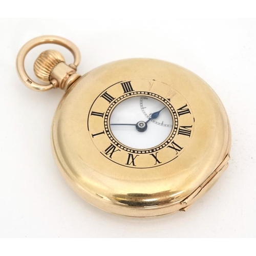 1132 - ' Field & Son , Aylesbury ' Half Hunter Pocket Watch : a Top wind 10ct front and back plates pocket ... 