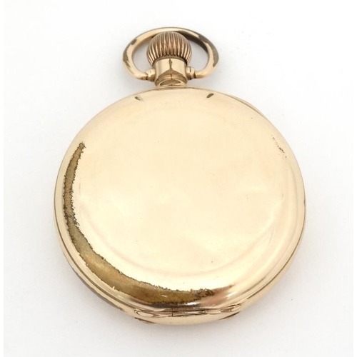 1133 - 'Porter Bedford ' gilt cased pocket watch : an open faced Top wind Pocketwatch having 14 ct front an... 