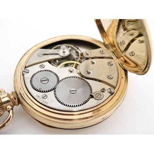 1133 - 'Porter Bedford ' gilt cased pocket watch : an open faced Top wind Pocketwatch having 14 ct front an... 