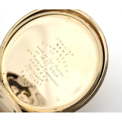 1133 - 'Porter Bedford ' gilt cased pocket watch : an open faced Top wind Pocketwatch having 14 ct front an... 