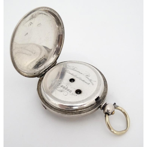 1136 - ' Heitzman Brothers , 63 London Road, Southwark , London ' a 'Fine Silver ' Pocket Watch : an open f... 