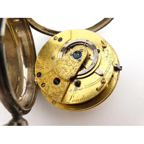 1137 - Rundell, Bridge and Rundell Verge HM Silver Pocket Watch : a convex dial Key Wind Pocket Watch , wit... 