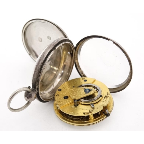 1137 - Rundell, Bridge and Rundell Verge HM Silver Pocket Watch : a convex dial Key Wind Pocket Watch , wit... 