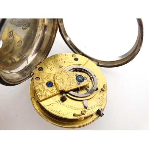 1137 - Rundell, Bridge and Rundell Verge HM Silver Pocket Watch : a convex dial Key Wind Pocket Watch , wit... 