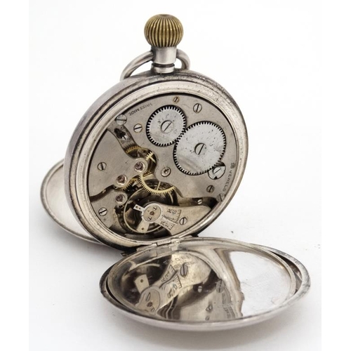 1138 - Silver cased Full Hunter Pocket Watch : a Top Wind ' 925' cased swiss made 15 jewel Pocketwatch with... 