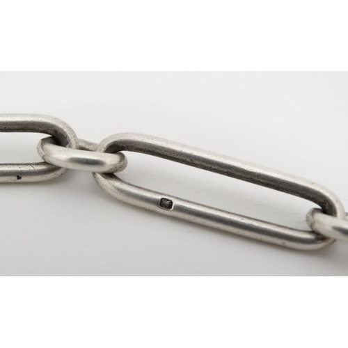 1141 - HM Silver Albert / Watch Chain : a large link ( each marked ) 19 th C , 15'' long, 51 gms