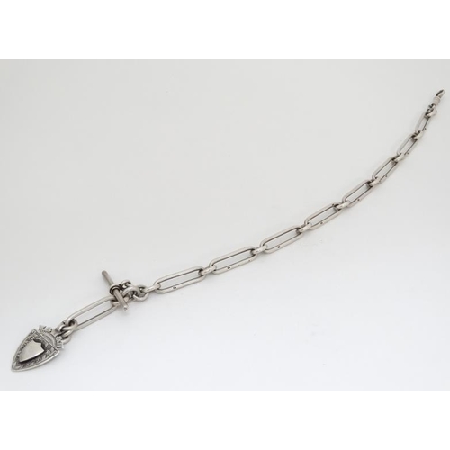 1141 - HM Silver Albert / Watch Chain : a large link ( each marked ) 19 th C , 15'' long, 51 gms