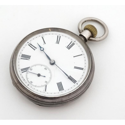 1142 - .935 silver cased Pocketwatch : A Swiss made Top Wind open faced Pocket Watch , signed to dust cover... 