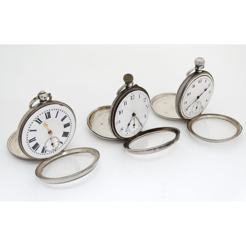 1143 - Pocketwatches : a collection of 3 Silver Pocket Watches ( two top wind and one key wind) , a Hall Ma... 