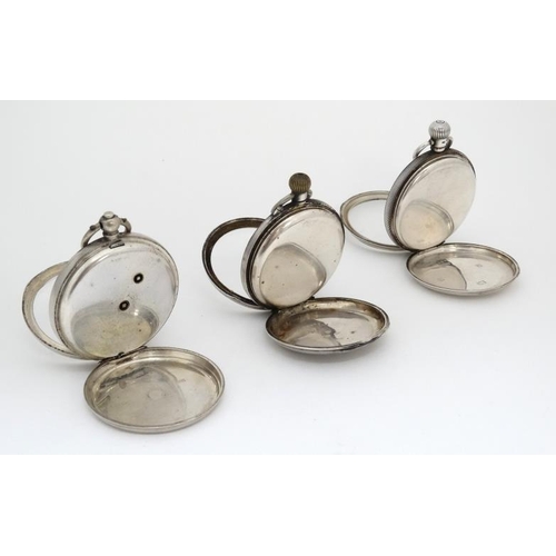 1143 - Pocketwatches : a collection of 3 Silver Pocket Watches ( two top wind and one key wind) , a Hall Ma... 