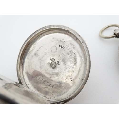 1145 - Pocketwatches : a collection of 3 silver Pocket Watches one marked ' Fine Silver , key wind open fac... 