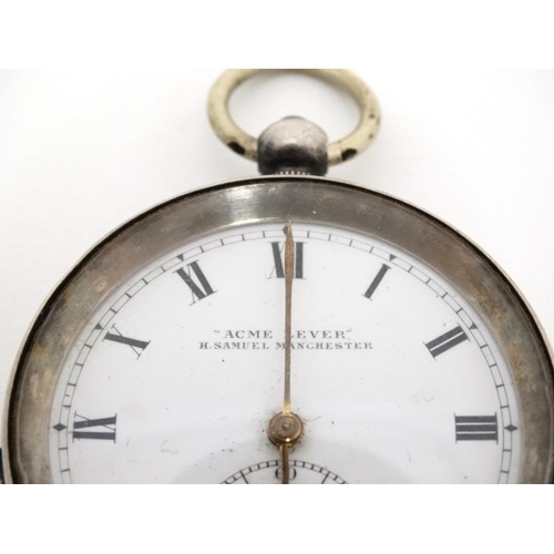 1146 - Pocketwatch : a silver cased Key Wind open faced Pocket Watch , the dial signed ' Acme Lever H Samue... 