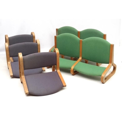 115 - Vintage Retro : A Danish  Magnus Olesen set of pre-formed laminate and plywood wall seats  comprisin... 