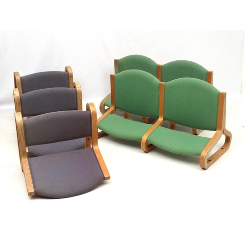 115 - Vintage Retro : A Danish  Magnus Olesen set of pre-formed laminate and plywood wall seats  comprisin... 