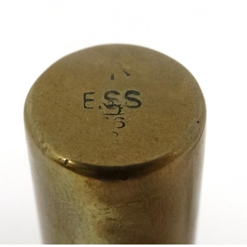 1157 - Trenchart : A British WWI era light artillery brass shell base , converted into an ashtray and havin... 