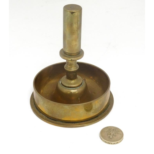 1157 - Trenchart : A British WWI era light artillery brass shell base , converted into an ashtray and havin... 