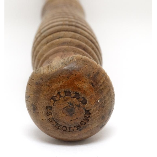 1168 - A Victorian hardwood turned Police Truncheon by Field , Holborn , London . The shaft having ribbed h... 