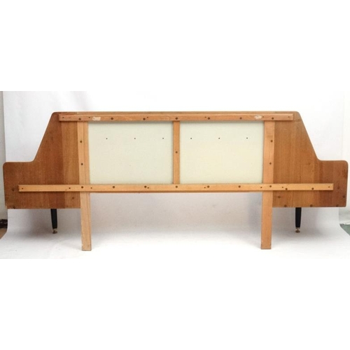 117 - Vintage Retro : a British G- Plan  ( gold mark) Headboard of blonde oak ( with glass shelves ) and v... 