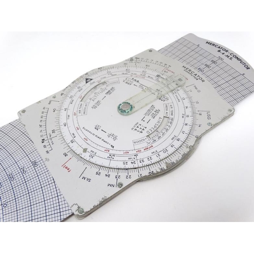 1173 - Militaria : A Dutch mid-20thC Pilot's ' Mercator Computor B.4 HS ' slide - rule navigation device , ... 