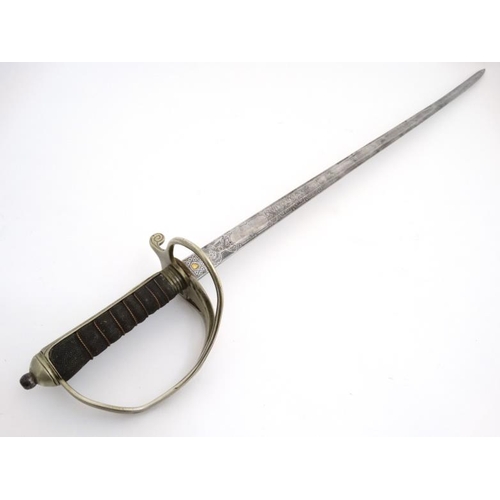 1175 - WWI : An early 20thC Royal Artillery Officer's dress sword , the 34 1/2'' single - fullered steel bl... 