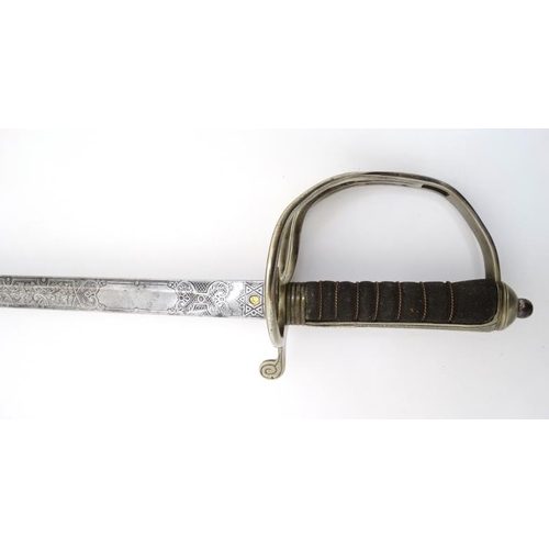 1175 - WWI : An early 20thC Royal Artillery Officer's dress sword , the 34 1/2'' single - fullered steel bl... 