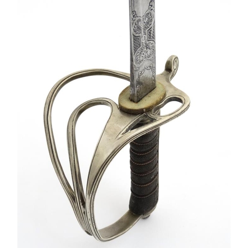 1175 - WWI : An early 20thC Royal Artillery Officer's dress sword , the 34 1/2'' single - fullered steel bl... 