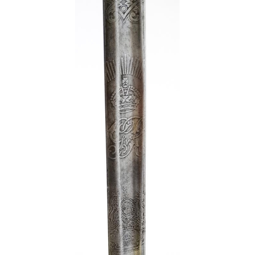 1175 - WWI : An early 20thC Royal Artillery Officer's dress sword , the 34 1/2'' single - fullered steel bl... 