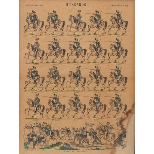 1180 - Militaria : Imagerie Pellerin / Imagerie D' Epinal  A polychrome print entitled ' Hussards ' , depic... 