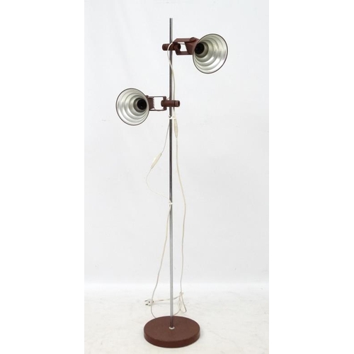 121 - Vintage Retro :   A Danish  twin light Standard lamp with multi - directional aluminium centre spot ... 