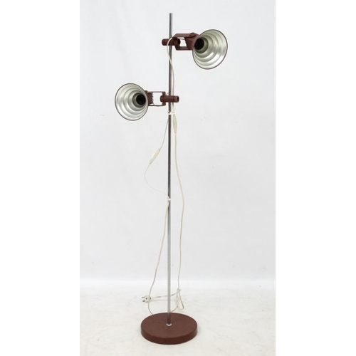 121 - Vintage Retro :   A Danish  twin light Standard lamp with multi - directional aluminium centre spot ... 