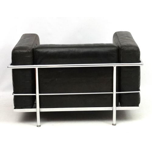 123 - Vintage Retro :   After Le Corbusier , a black leather and chrome LC2  Le Petit Confort Armchair sty... 