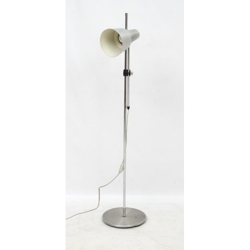 124 - Vintage Retro :  A Danish  Standard lamp with adjustable Brushed aluminium spot lamp on a circular b... 