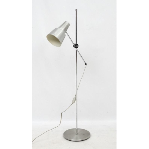 124 - Vintage Retro :  A Danish  Standard lamp with adjustable Brushed aluminium spot lamp on a circular b... 