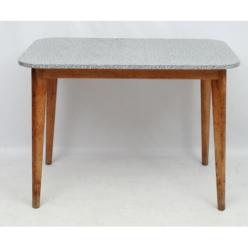 130 - Vintage Retro : A 1950's Kitchen Table the mosaic like formica top with rounded corners on four angl... 