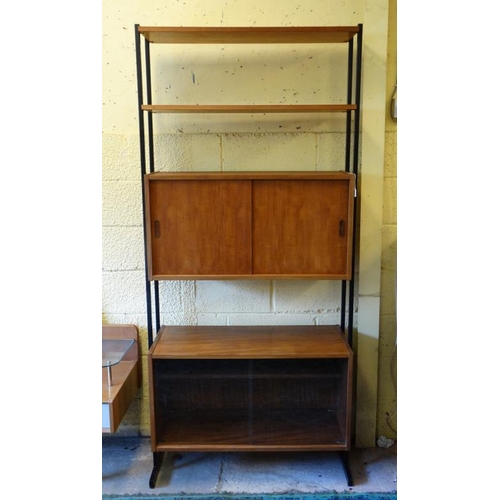 131 - Vintage Retro :  A British ladderax? Style Robex wall unit comprising of adjustable height 2 shelves... 